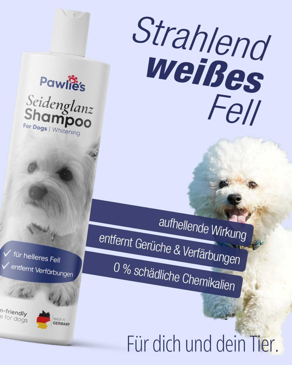 Pawlie's Hundeshampoo für weißes und helles Fell