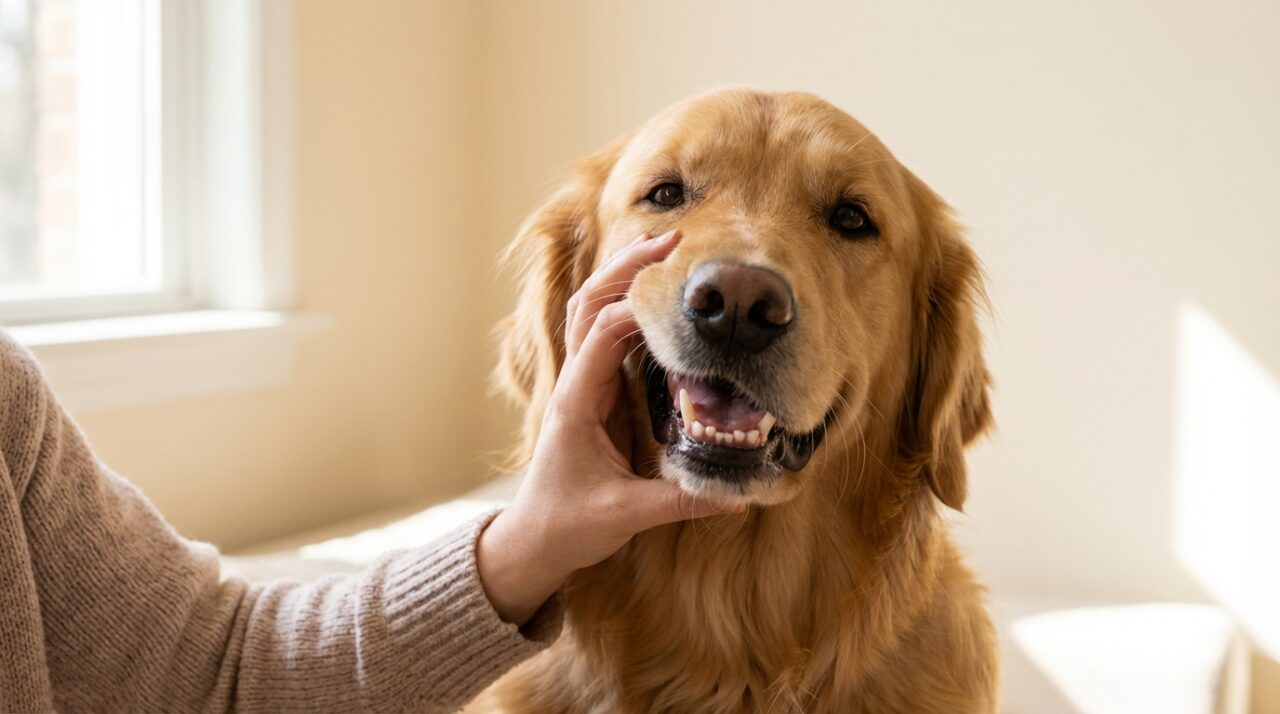 Zahnpflege beim Hund: Golden Retriever zeigt gesunde Zähne